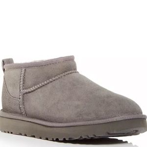 UGG® Women's Classic Ultra Mini Shearling Booties in Gray, Size 9, NWOT